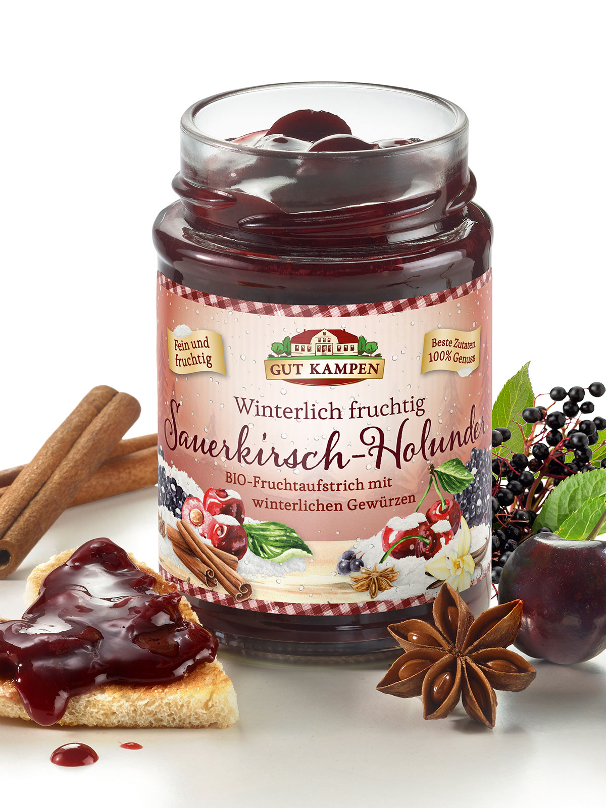 BIO Fruchtaufstrich Sauerkirsch-Holunder BIO Fruchtaufstrich Sauerkirsch-Holunder