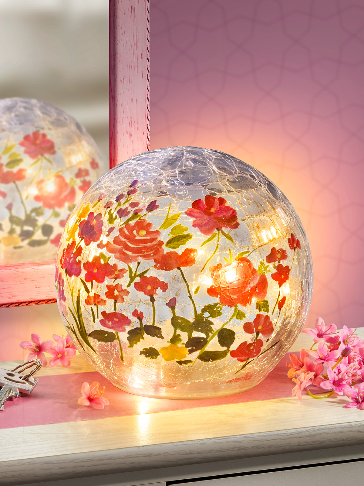 LED-Glaskugel „Blumenmeer“