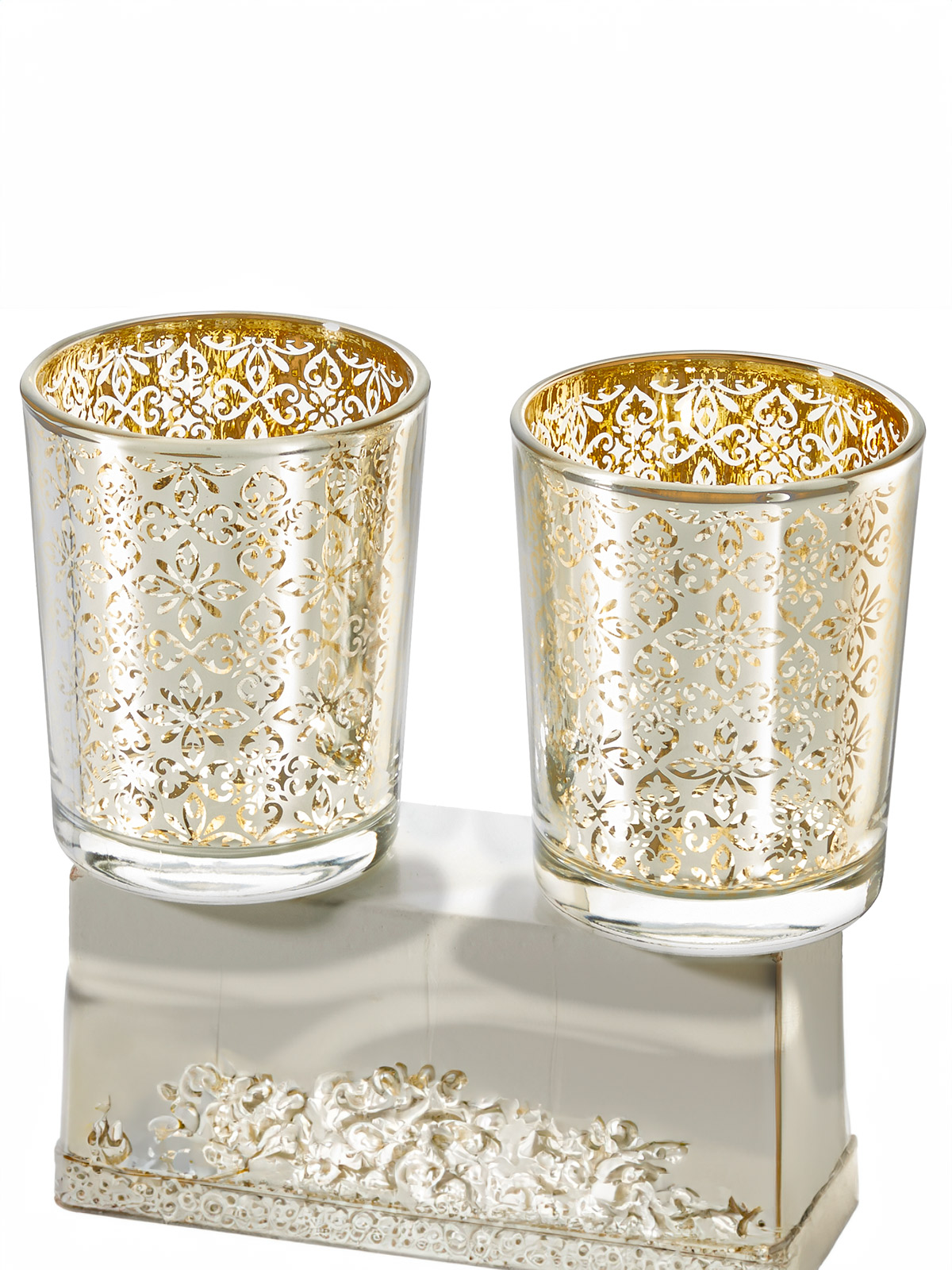 Teelichtglas-Duo „Goldzauber“ Teelichtglas-Duo „Goldzauber“