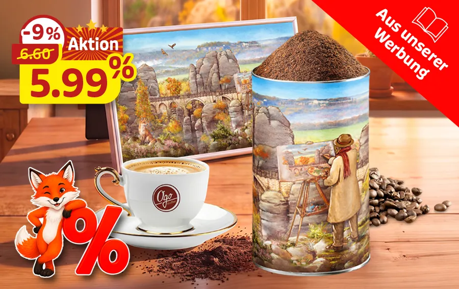 Ogo Kaffee in Künstlerdose mit Malermotiv zum Aktionspreis 5,99 Euro