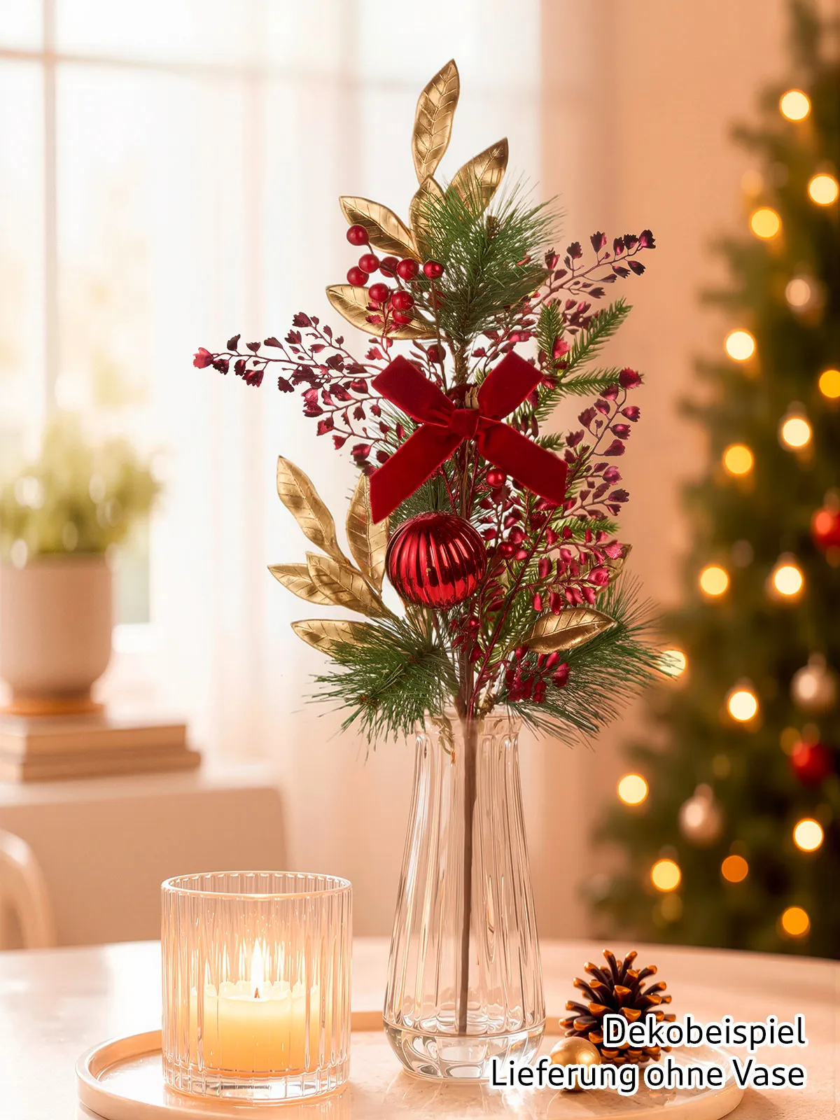 Weihnachtszweig mit Samtschleife