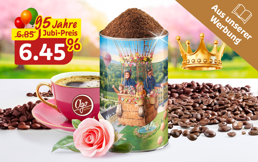 Kaffee des Monats zum Jubiläumspreis mit aromatischem Bohnenkaffee