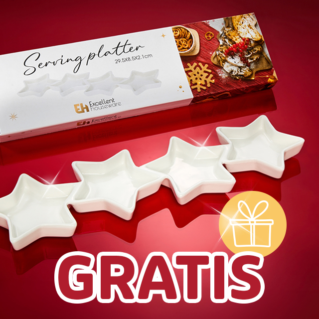 Gratis Servierplatte in Sternform aus Porzellan auf rotem Hintergrund