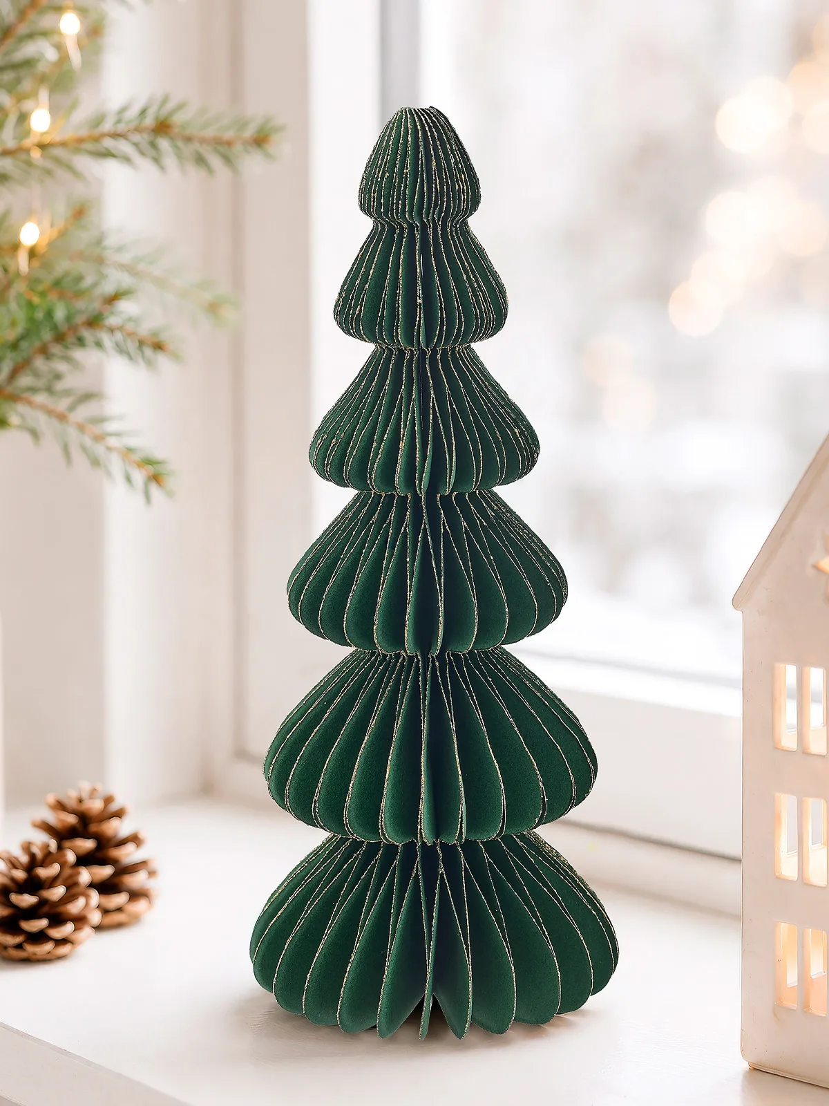 Papier-Tannenbaum „Goldkante“, Grün
