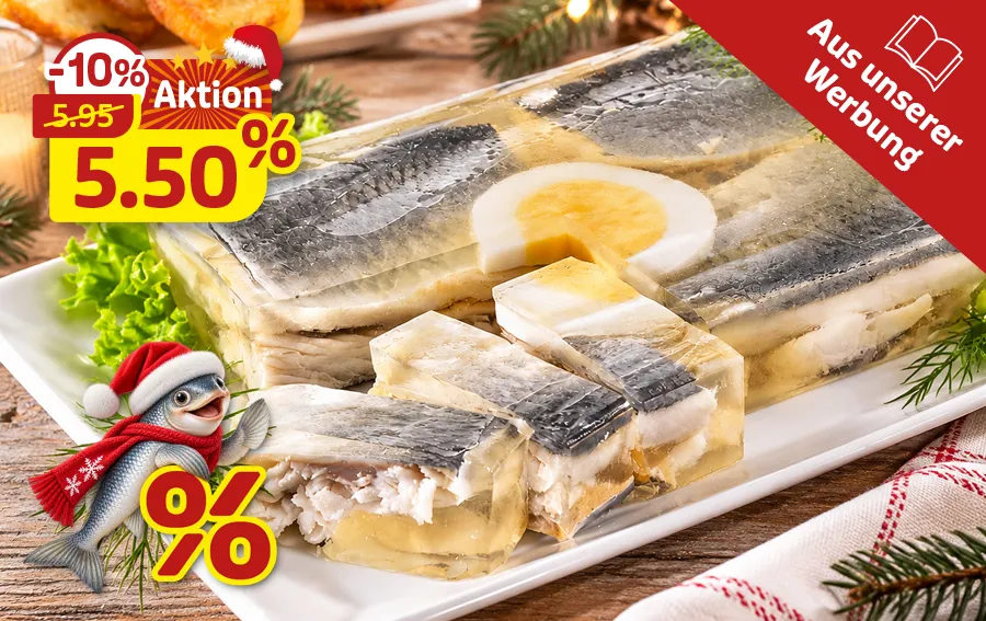 Heringsfilets in Gelee mit Ei zum Aktionspreis von 5,50 Euro