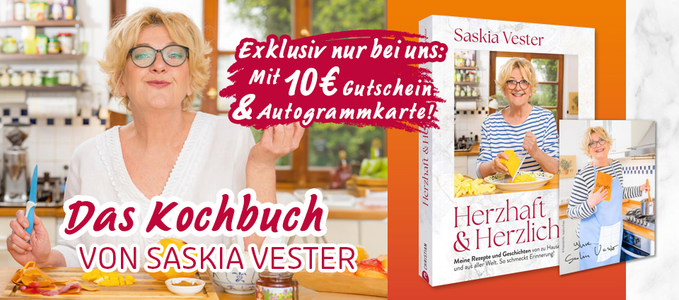 Saskia Vester präsentiert ihr Kochbuch mit Gutschein & Autogrammkarte