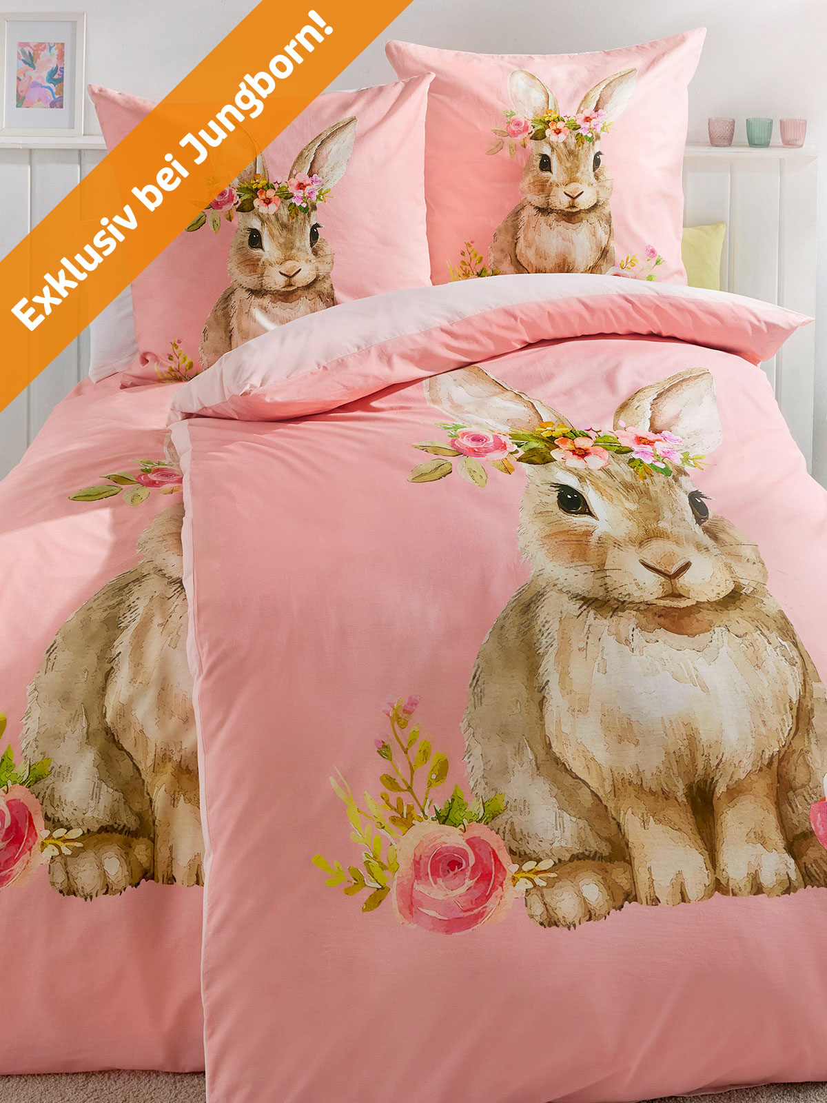 Bettwäsche-Set „Hase Rosa“