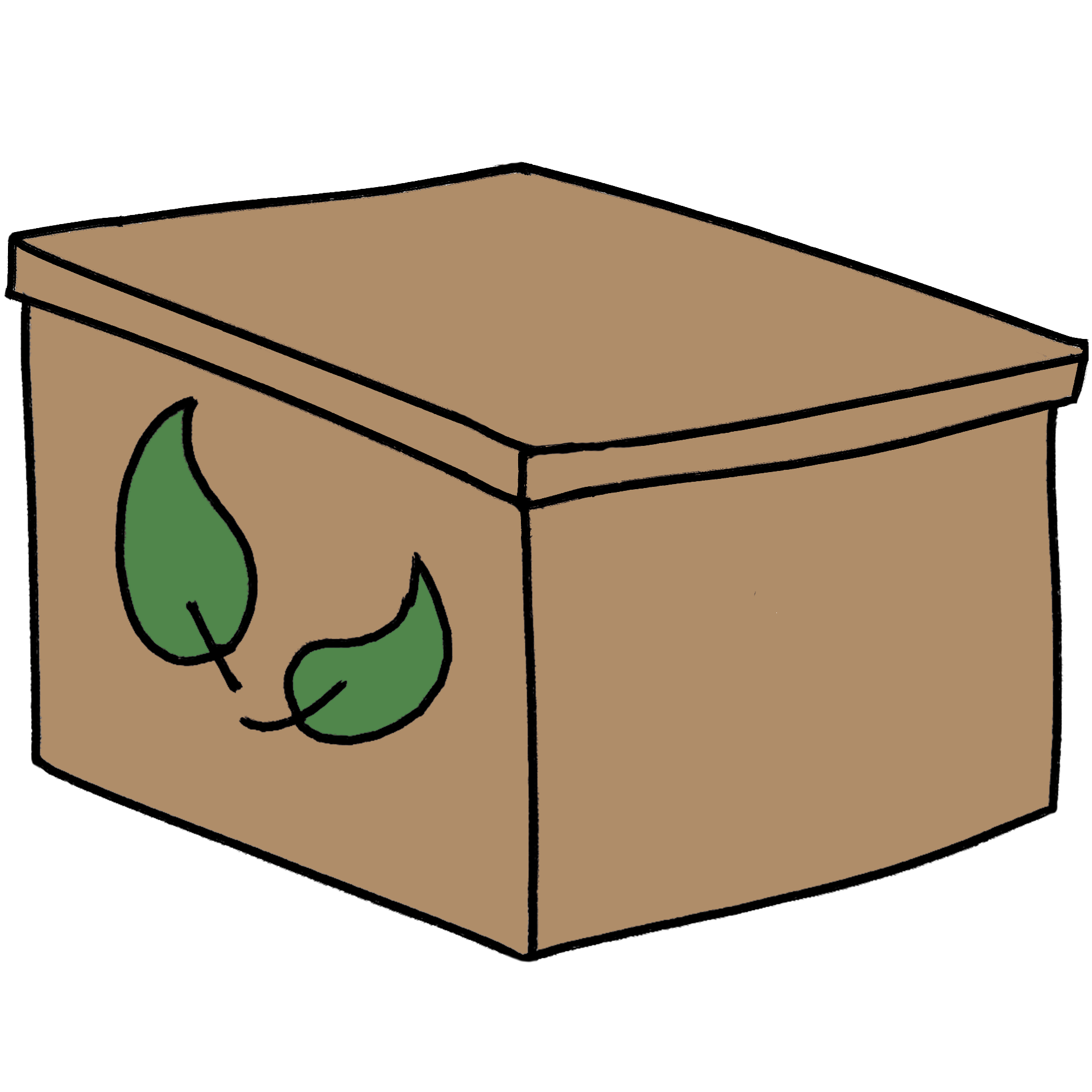 Nachhaltige Versandverpackung mit Blättermotiv