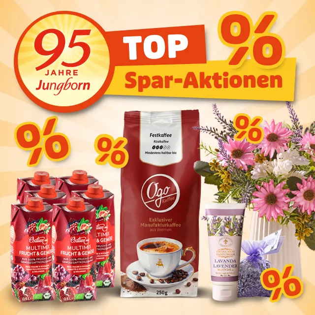 Top-Spar-Aktionen zum 95. Jubiläum mit Kaffee, Saft und Lavendelpflege