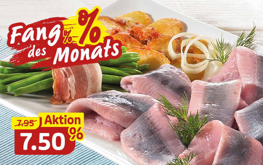 Räuchermatjesfilets mit grünen Bohnen, Bratkartoffeln und Zwiebeln