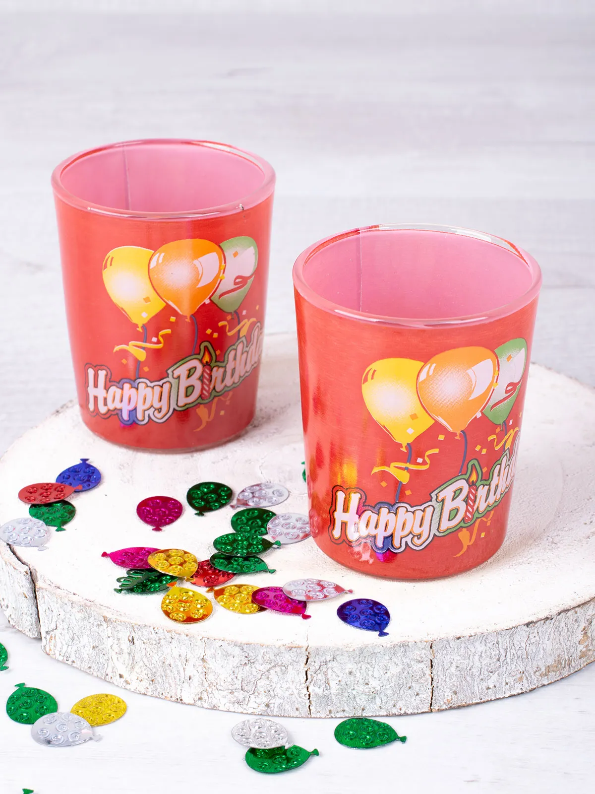 Teelichtgläser „Happy Birthday“, 2er-Set