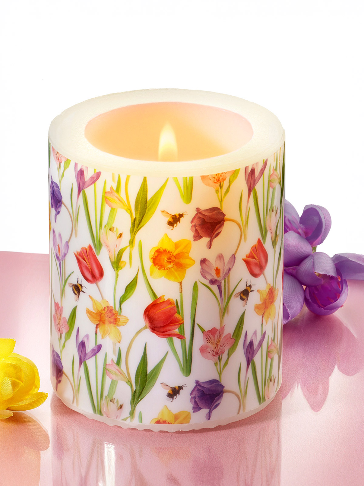Kerze „Frühlingsblumen“