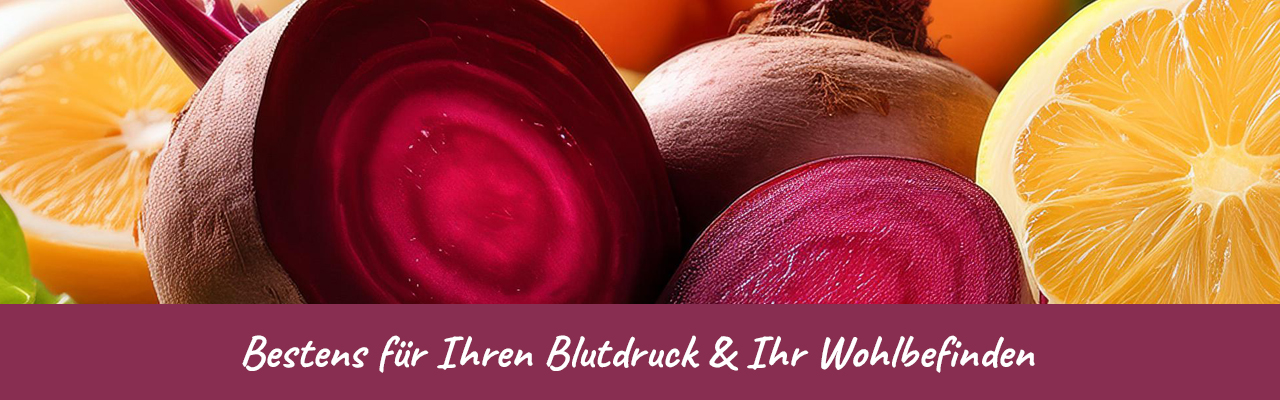 Rote Bete – Natürlich gut für Blutdruck & Wohlbefinden! Aufgeschnittene Rote Bete und Zitronen in Nahaufnahme.