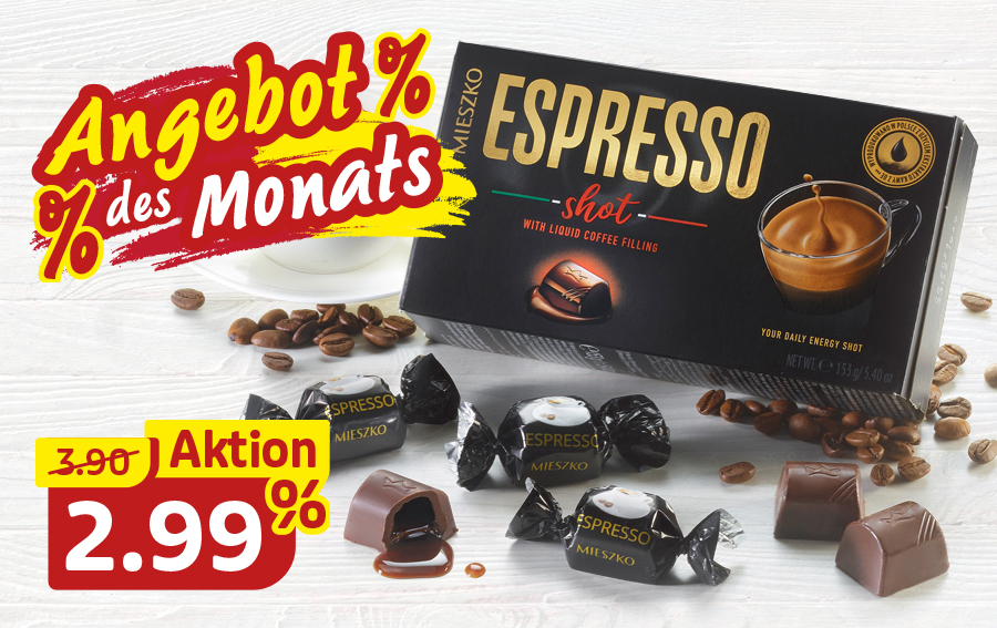 Espresso Shot Pralinen im Monatsangebot