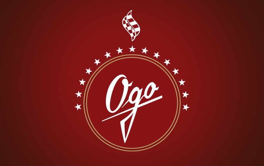 Logo der Qualitätsmarke Ogo Kaffee von Jungborn auf rotem Hintergrund