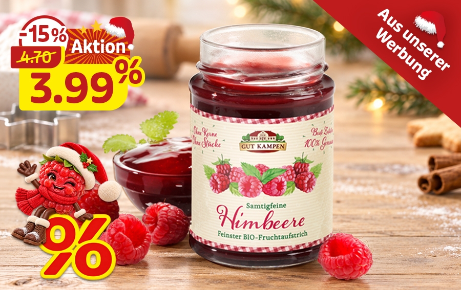 Bio-Himbeer-Fruchtaufstrich von Gut Kampen zum Aktionspreis 3,99 Euro